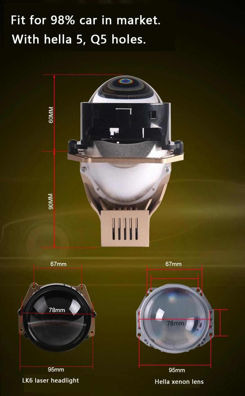 Sanvi Lk6 12V 69W 5500K Car Auto Bi LED Projector Glass Lens Laser Headlight Headlamp Lens Laser Bi-LED Lens Auto Lamp Factory Universal Factory