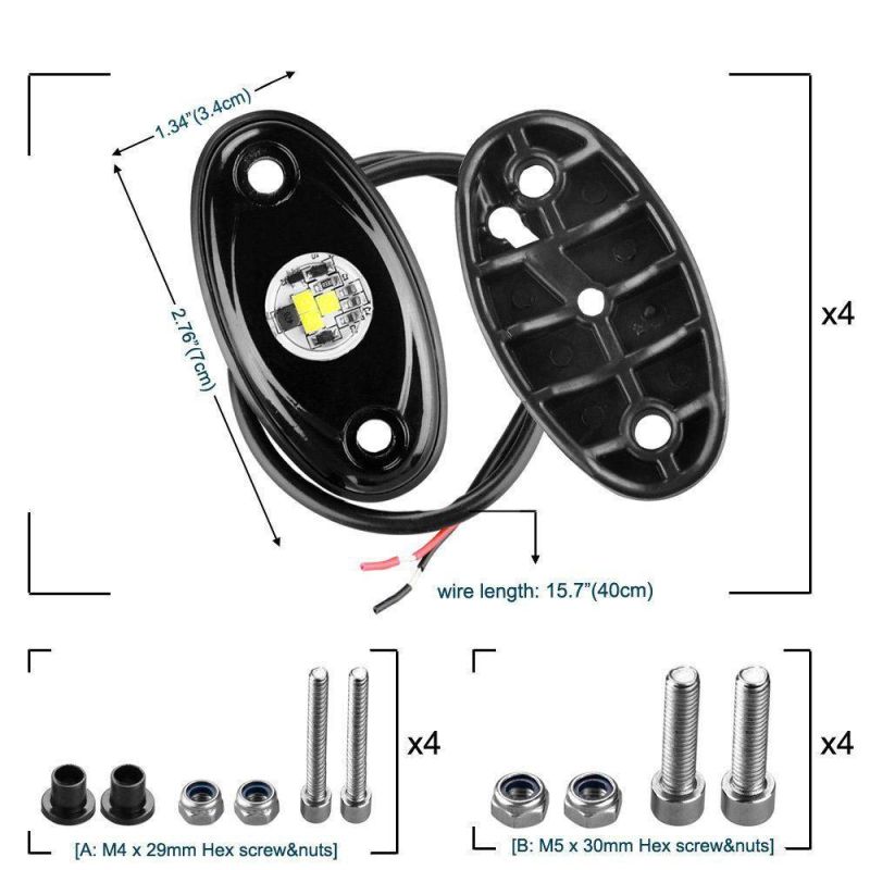APP Control with 8 Pods Lights Under Cars off Road Truck SUV ATV RGB LED Rock Light