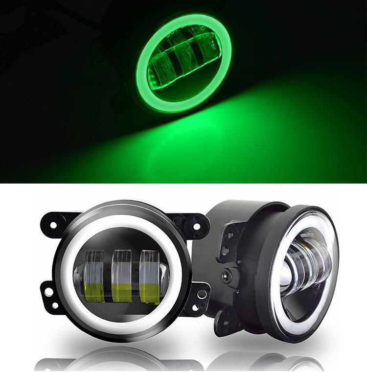 30W 4 Inch Round LED Fog Light for Jeep Wrangler Jk Lj Tj RGB Halo Ring 4" LED Passing Lamp
