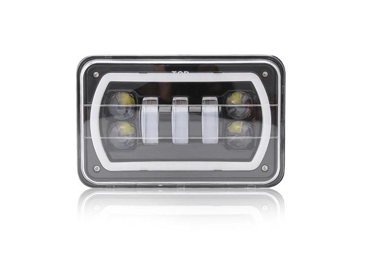 4X6 LED Headlight Car Light White Halo DRL Amber Turn Signal for Jeep Ford Trucks Offroad Sealed High/Low Beam Headlight Replacement