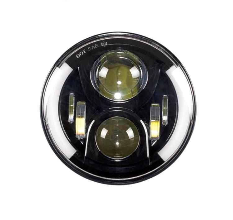 7 Inch Round LED Headlights for Jeep Wrangler Jk Tj Lj Hummer Harley Half Halo Ring 60W 7" Projection Headlight Kit