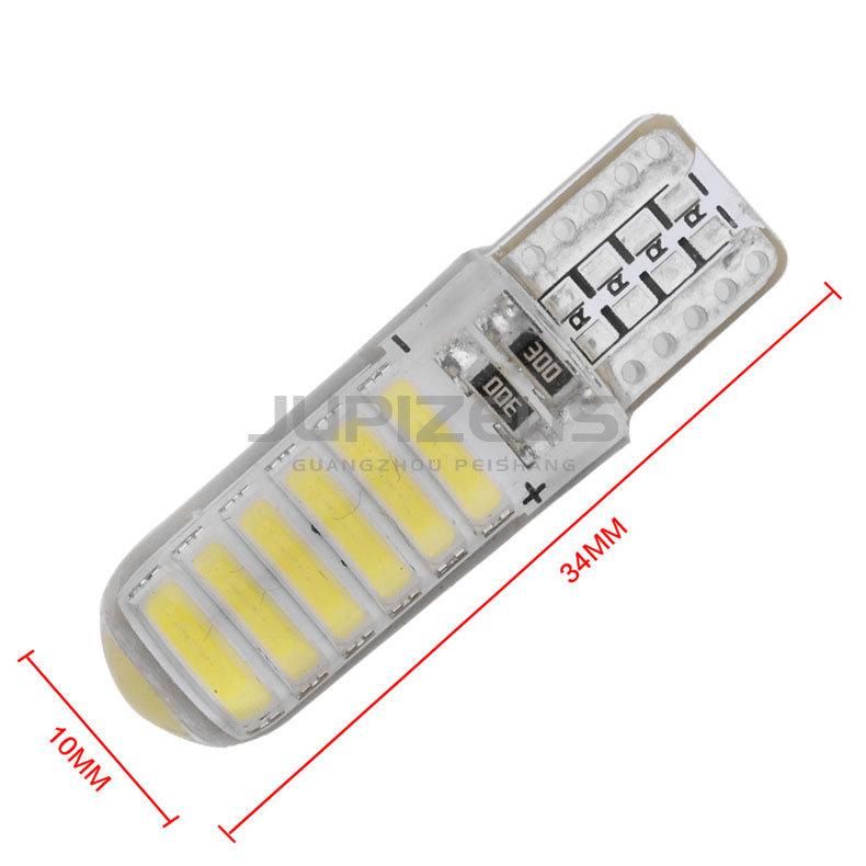 Silicone 12V 6W Canbus T10 7020 12 SMD 7014 LED 194 W5w Flashing Light Bulb to Cars