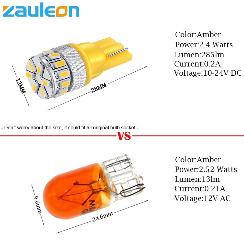 T10 Wedge W5w Yellow LED Car Light Bulbs