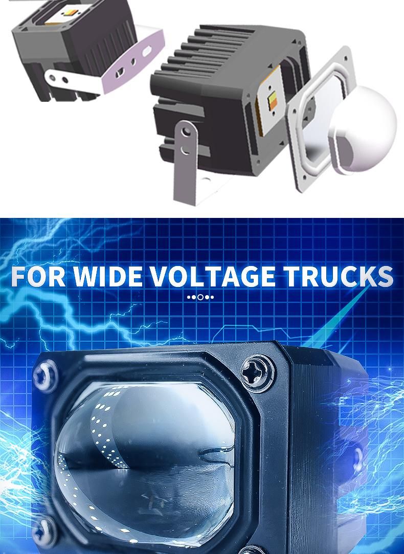 Auto Parts Projector Lens Work Lamp Car 6500K 4300K White Amber Truck Offroad Fog 30W 24V 12V LED Driving Lights