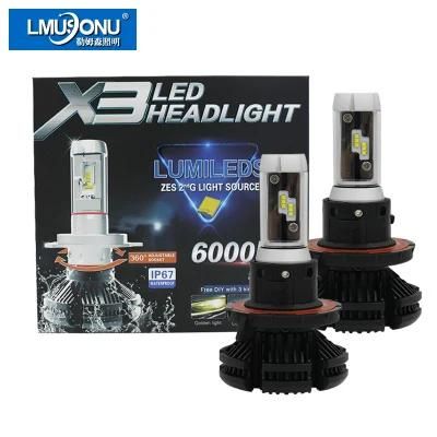 Lmusonu X3 Car H13 LED Headlight LED Car Light 25W 6000lm for Auto