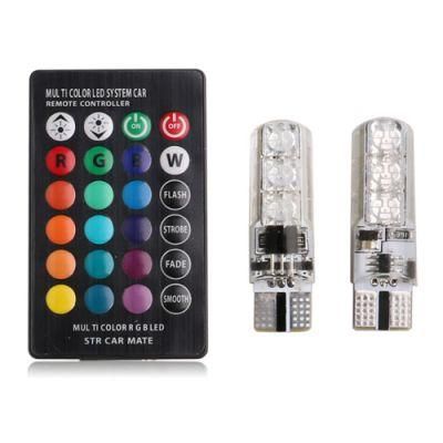 Hot 5050 T10 W5w LED Car Lights LED Bulbs RGB with Remote Control 194 168 501 Strobe LED Lamp Reading Lights White Red Amber 12V