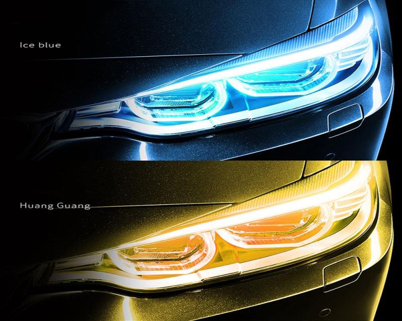 Cars DRL LED Daytime Running Lights White Turn Signal Yellow Guide Strip for Headlight Assembly Drop Shipping