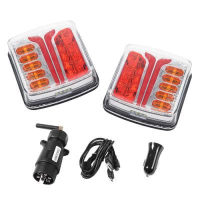 Wireless LED Magnetic Lights Kit for Trailer Tractor Rechargeable Magnetic Tail Lamp Kit with Case