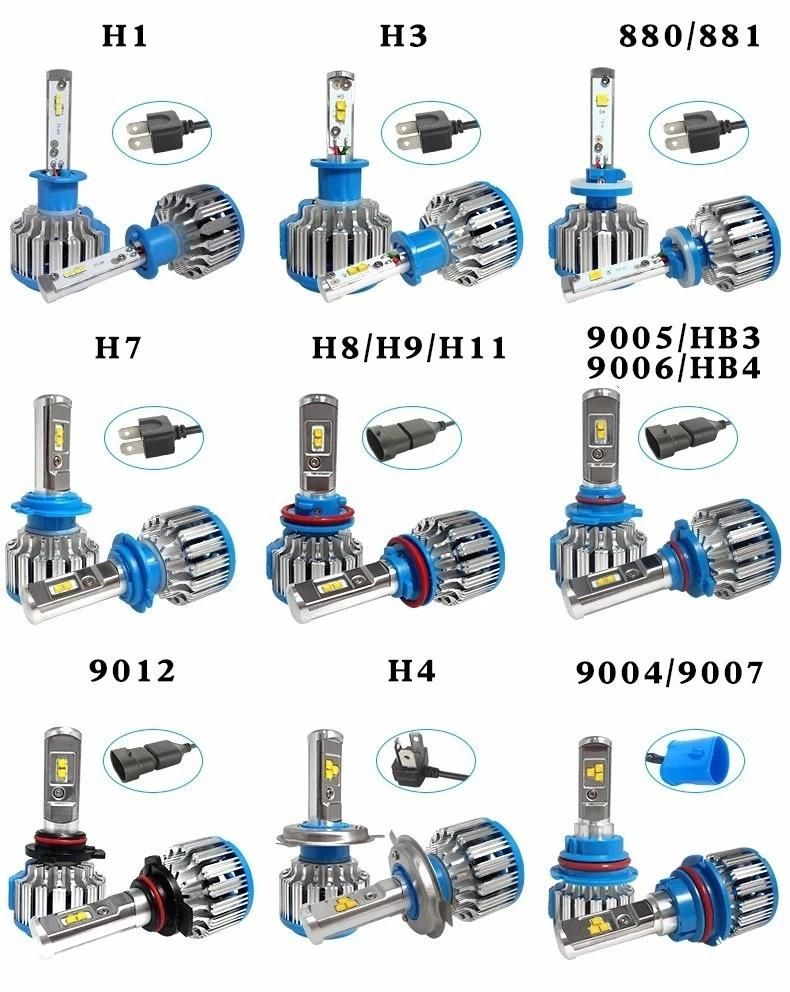 T1 Cheap Factory Wholesale High Power Import Chip High Low Beam 12000lm H1 H3 H11 H7 H4 Car LED Headlight