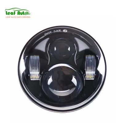 5-3/4&quot; Round LED Projection Headlight with DRL for Harley Motorcycles Black DOT 5.75&quot; Motorcycle Headlamp