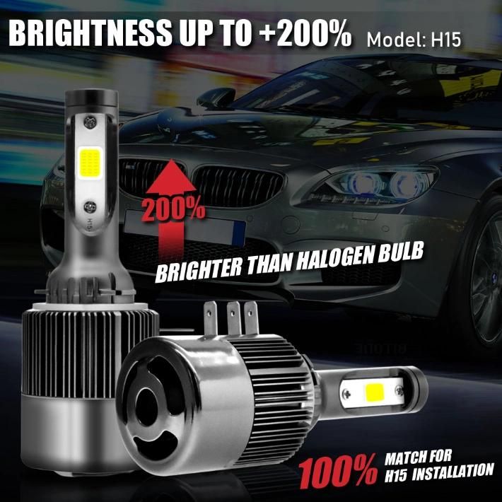 2X H15 LED Canbus 6000K 110W LED Car Headlight Bulb with COB LED Chips Fast Bright 2PCS 55W LED Car Light with Canbus for A5 S5 A6 S6 Q7 Cla Glk