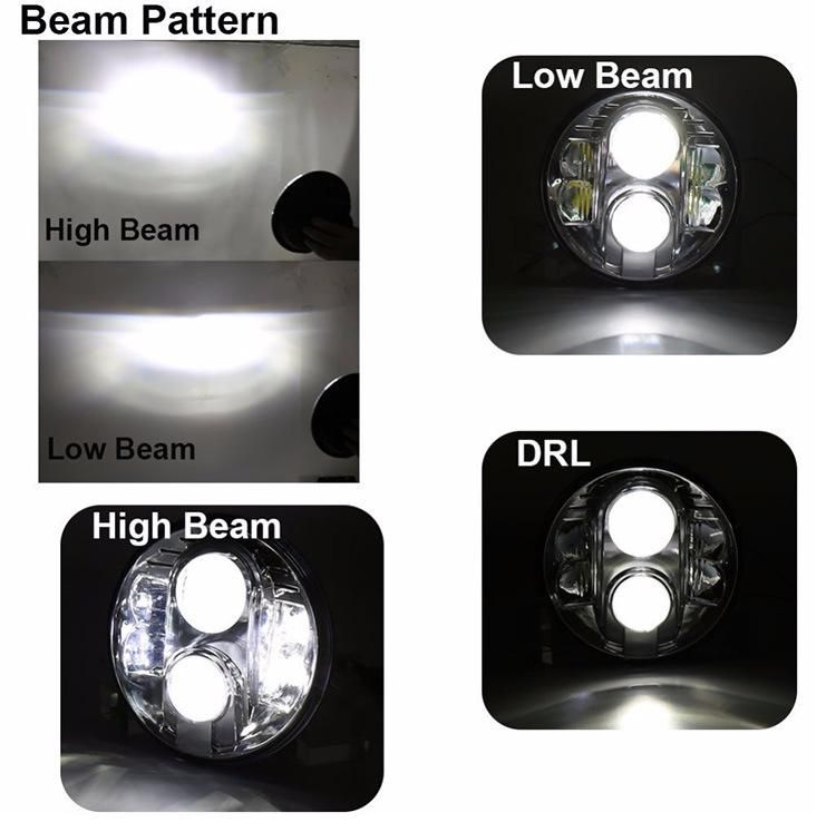 7 Inch 80W LED Headlight for Jeep Wrangler Lada 4X4 Defender High Low Beam 7" Round Headlamp