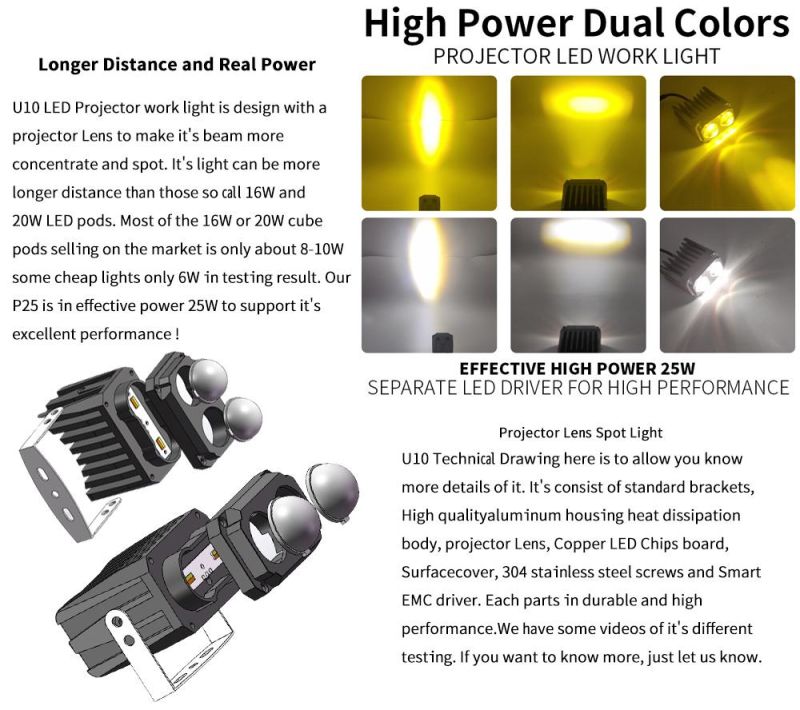 Lightechauto Bi LED DRL Light Yellow&White Headlamp with 50W Motorcycle Headlight