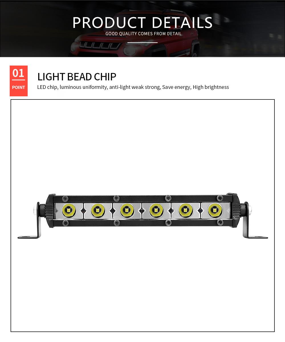 Dxz Ultra-Thin Small Single Row LED Light Bar 6LED 18W Car LED Work Light Auxiliary Lighting Spotlight Drivinglights