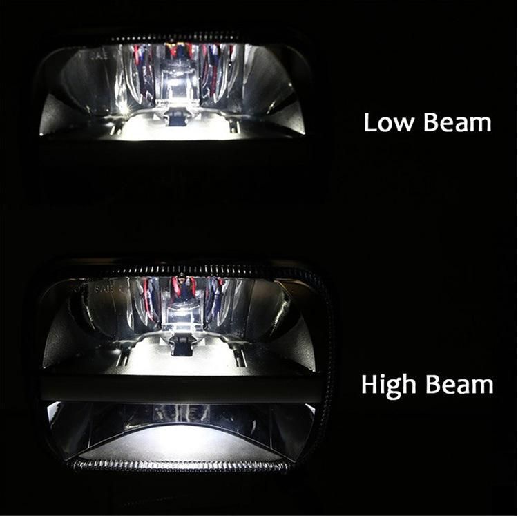 5X7 Inch Square Rectangular Car Headlight Replacement 7X6 30W White Amber DRL High Low Sealed Beam LED Headlight