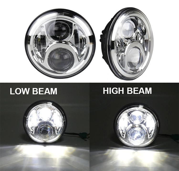 7" LED Headlamp for Jeep Wrangler Jk Tj Land Rover Harley 60W High Low Beam LED H4 Jeep LED Headlight