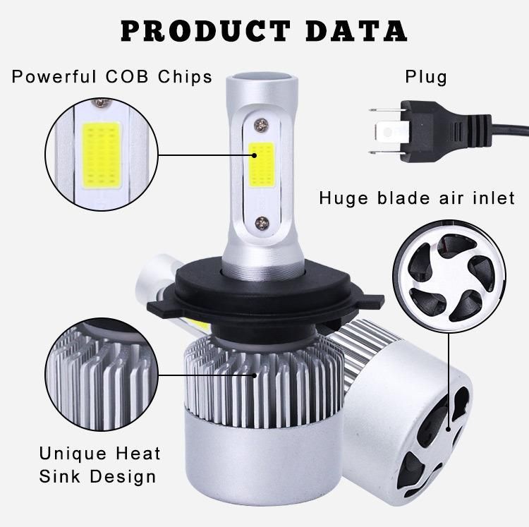 Auto Lighting Wholesale Three Side Head Lamp COB 72W 8000 Lumens 6500K 880 Conversion Kit S2 Car LED Headlight Bulb
