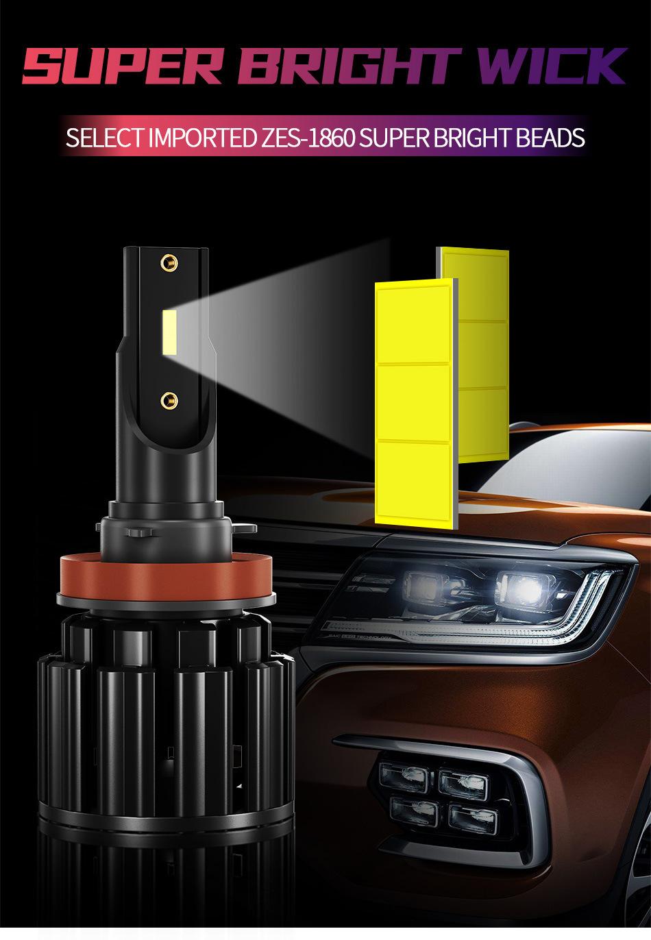 12V 50W 8000lm 6500K LED H4 H7 H11 H1 9005 9006 Bulbs S8 LED Headlight for Car