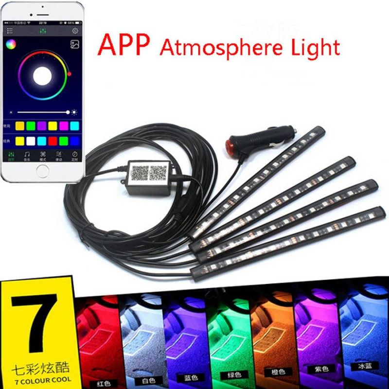 Modified Colorful Voice-Activated LED Decoration Atmosphere Lamp for One-to-Four Automobile Interior