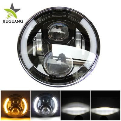 7&prime;&prime; Breathing Hole Amber Driving Light 12V 30/50W Angel Eye Car LED Headlight H4