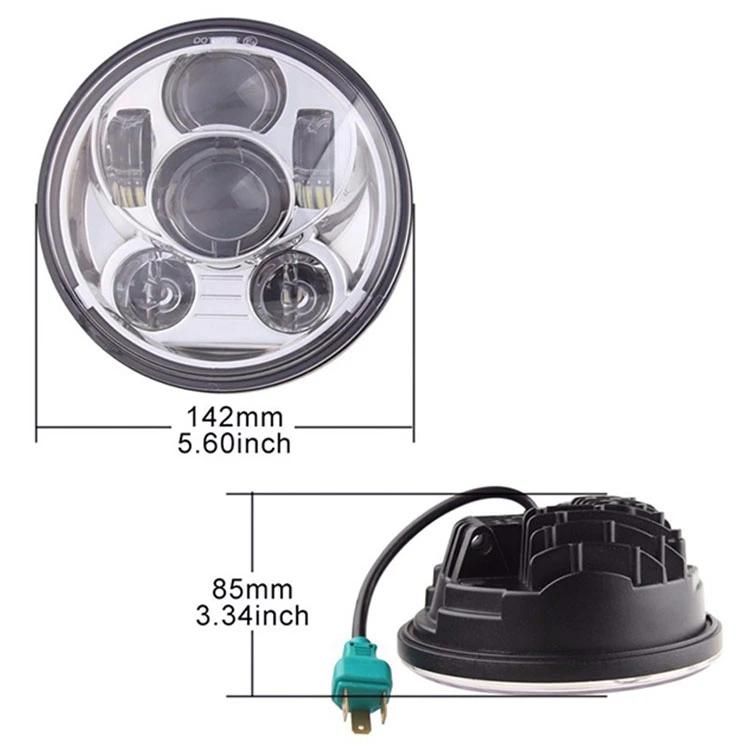 Black Silver 5.75 Inch LED Headlight for Harley Iron 883 Dyna Street Bob Fxdb Sportsters High Low Beam 5 3/4 Inch LED Motorcycle Headlight