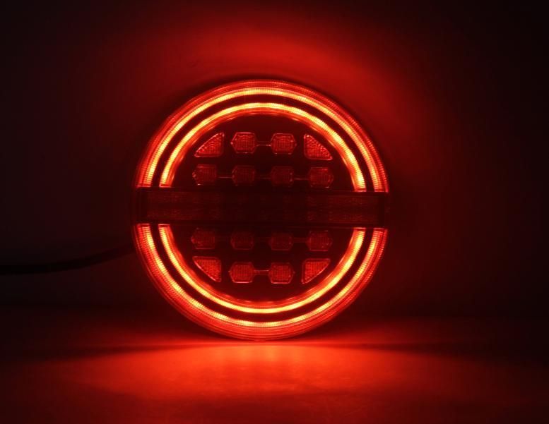 Round Hamburger 24 Volt Combination Stop Dynamic Turn LED Rear Lights for Trucks Trailer