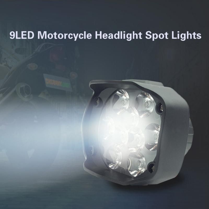 9 LEDs Motorcycle Work Light 15W 6500K DC85V Waterproof Shockproof Round Square Mini Spotlight White Fog Lamp