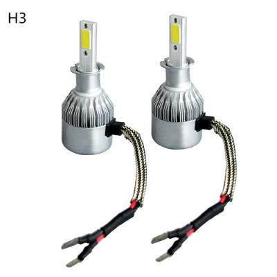 Spot Flood COB Beam Headlight 1X C6 LED Car Headlights H7 LED H4 H11 H1 H3 H13 9005 9006 72W Car Styling Lights