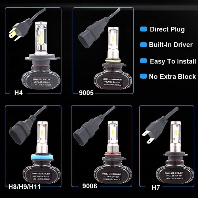 S1 LED Headlight H27 881 Hb3 Hb4 LED Automotriz 12V 50W 8000lm 6500K