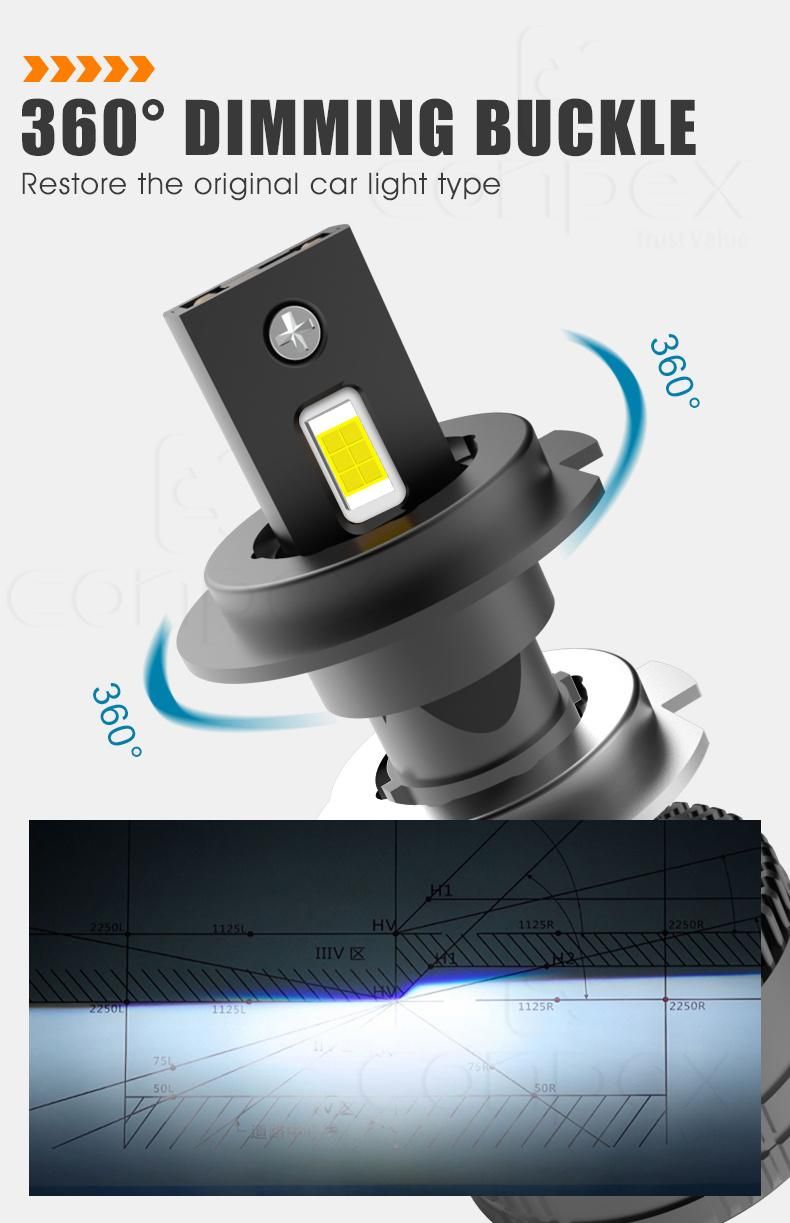 Conpex Auto LED Lighting System LED Headlight 6162lm 65W Csp H1 H3 H13 H16 880 9005 9012 Car LED Head Lights