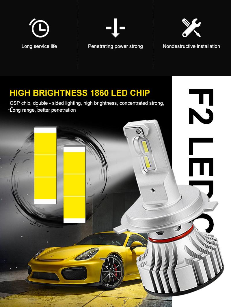 F2 Upgrade Zes 6-PCS-Chipset Power Light High Brightness H7 H4 H11 9005 for LED Headlight