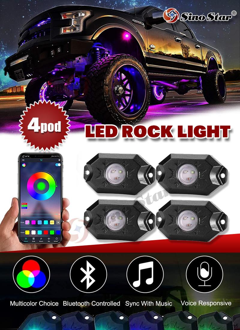 Ss731435 Car RGB LED Rock Light 3600 Lumens/ 12PCS CREE RGB Chips Die-Cast Aluminum Housing
