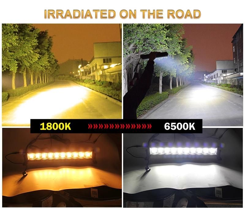 Waterproof IP68 Dual Color Amber Aurora 22" Strobe Slim 4X4 Car LED Light Bar