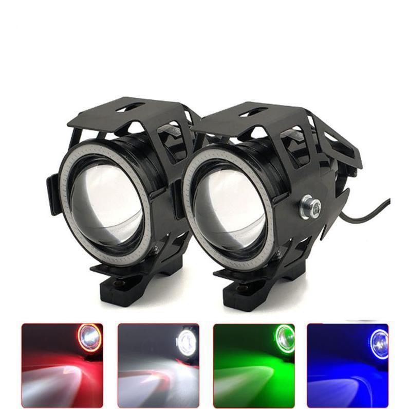 Motorcycle LED Headlight Halo Ring Spotlight Devil Angle Eye Fog Lamp