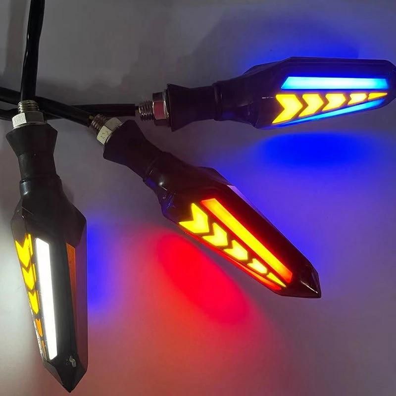 Motorcycle Two Color LED Running Arrow Turn Light Running Horse Mode 17LED Signal Light Warning Light DC