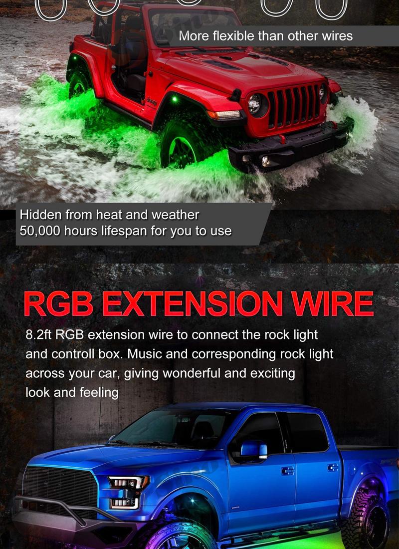 Ss731635 New 6 in 1 Under Body Light RGB Car Atmosphere Lamp Bluetooth Offroad Pickup SUV ATV Truck Rock Lamp