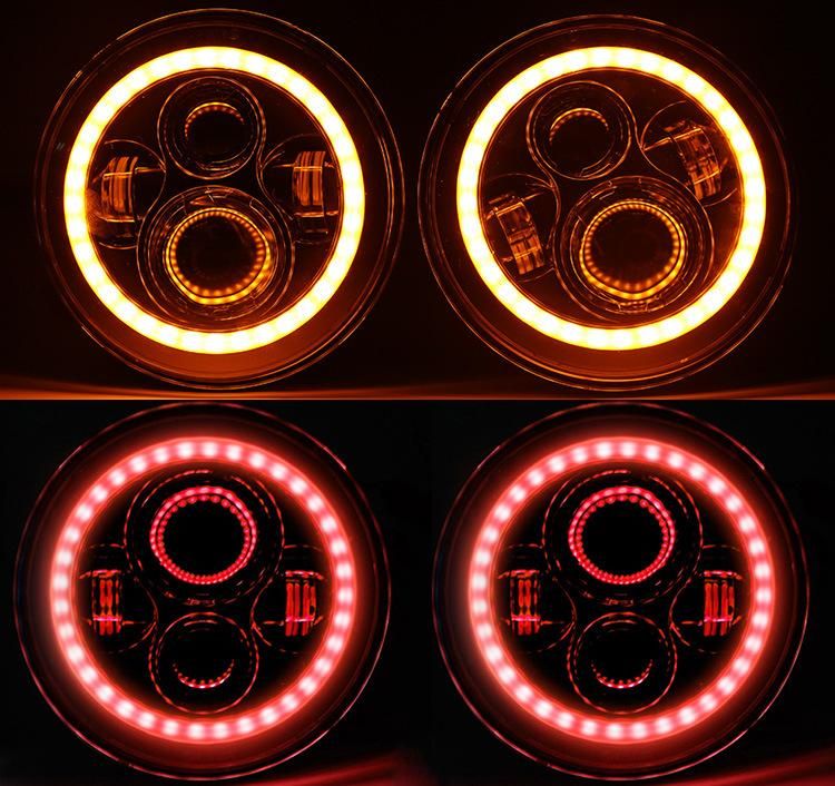 7" LED Headlight 45W High Low Beam Halo Angel Eye DRL Amber Turn Signal for Jeep Wrangler Jk Tj Land Rover Harley