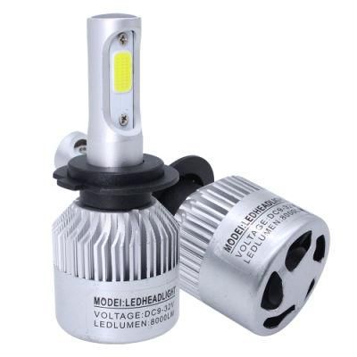 Hot Selling S2 H4 H7 H13 H11 H1 9005 9006 H3 9004 9007 9012 COB LED Headlight 72W 8000lm Car LED Bulb Auto Lamps 4300K 6500K 12V HID