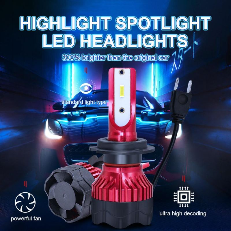 Auto Lighting System Fan Cooling Csp Super Bright H4 H7 H11 9005 9006 Hb3 K5 12000lm LED Headlights Bulb