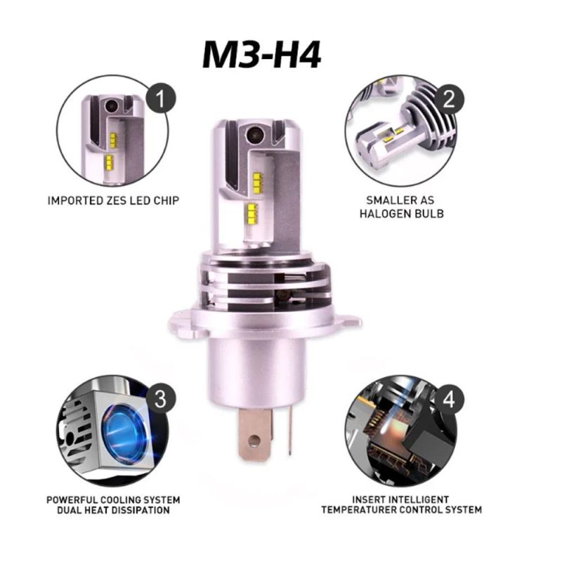 Newest M3 LED Headlights H4 H7 H11 9005 9006 H13 with Zes Chips 30W 4000lm Standard Bulb