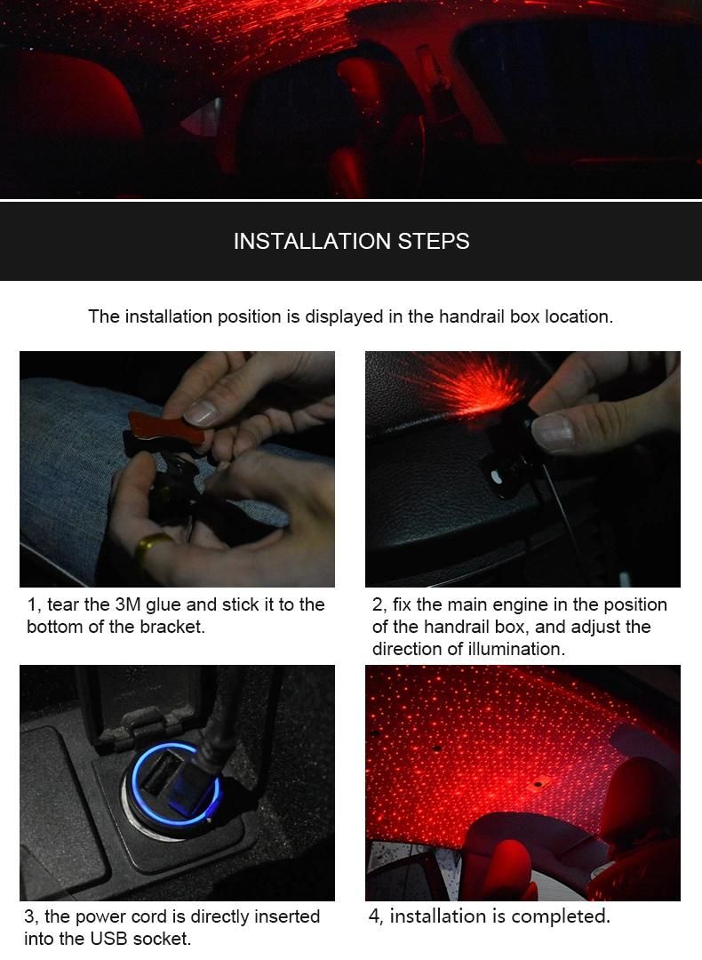 Flexible USB Car Roof Night Lights for Car Home Party