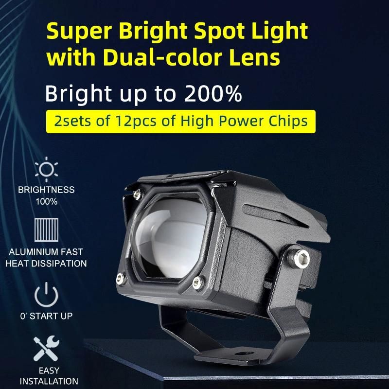 U9-P Motorcycle Lighting System 30W LED Motorcycle Headlight Faro Moto Dual Color White Yellow Kit