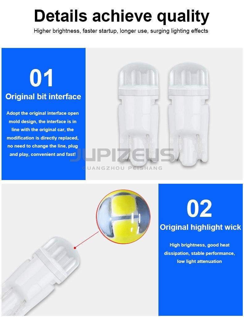Factory Price T10 Ceramic with Heat Resisting LED Car Light Bulb 12V for Cars