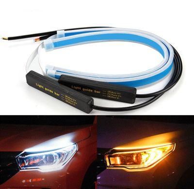 Cars DRL LED Daytime Running Lights White Turn Signal Yellow Guide Strip for Headlight Assembly Drop Shipping