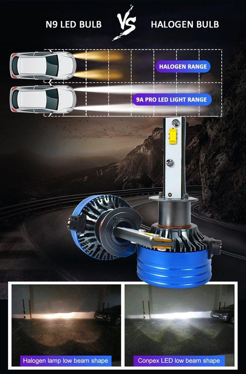 Guangzhou Light Factory Price N9 Automotive Lighting Car LED Headlight Bulbs H1 for All Car Auto Customized