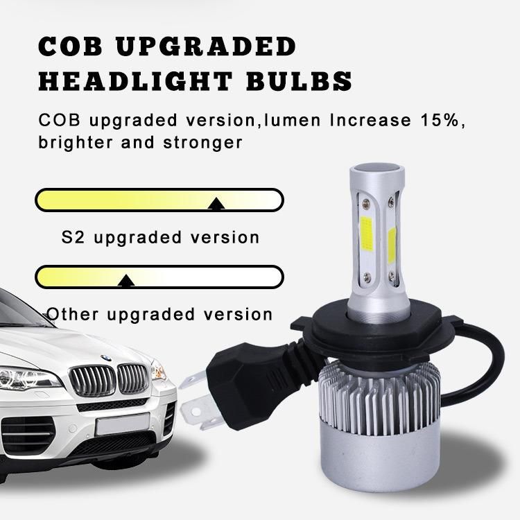 Auto Lighting Wholesale Three Side Head Lamp COB 72W 8000 Lumens 6500K H4 Conversion Kit S2 Car LED Headlight Bulb
