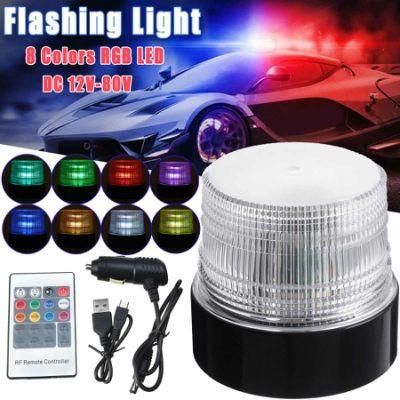 30W 8 Colors RGB LED Magnetic Warning Beacon Truck Car Vehicle Emergency Hazard Beacon Caution Warning Safety Flashing Light
