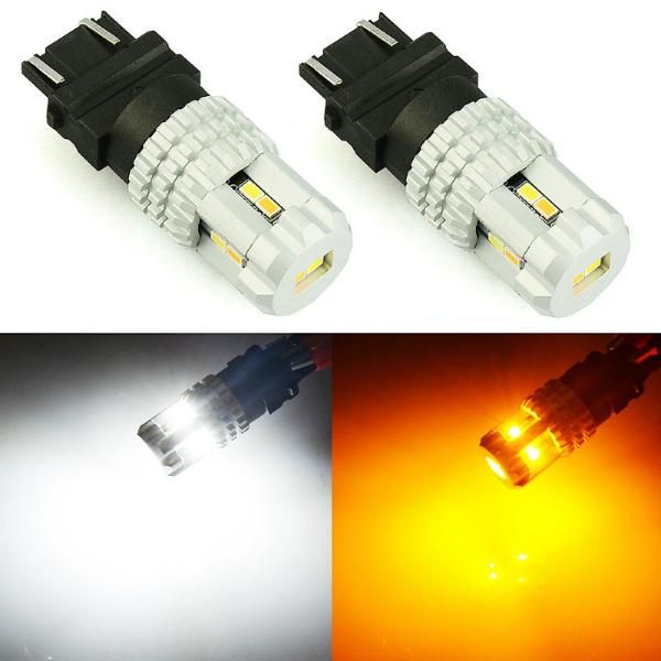 Super Bright High Power 3157 Switchback 12 SMD 3020 Dual Color Amber White LED Bulbs
