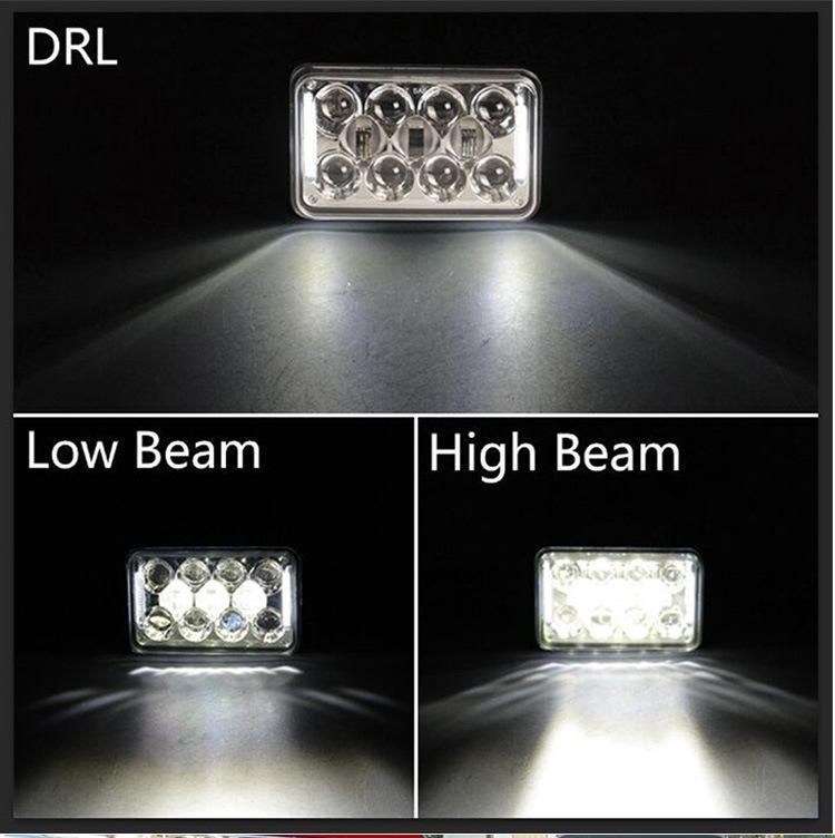 Sealed Beam LED Headlights with High Low Beam Replacement for Jeep Jk Ford Truck 4X6 Inch 60W LED Headlights DRL