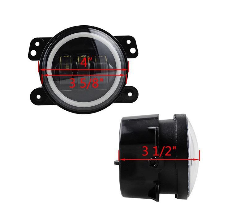 30W 4 Inch Round LED Fog Light for Jeep Wrangler Jk Lj Tj RGB Halo Ring 4" LED Passing Lamp